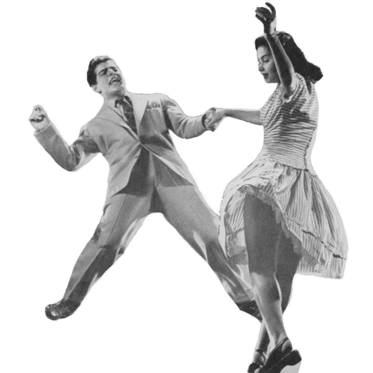 Pareja bailando swing en blanco y negro, estilo retro